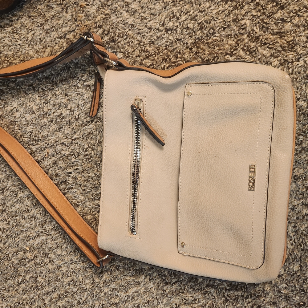 Rosetti Cream and Tan Minimalist Crossbody Bag